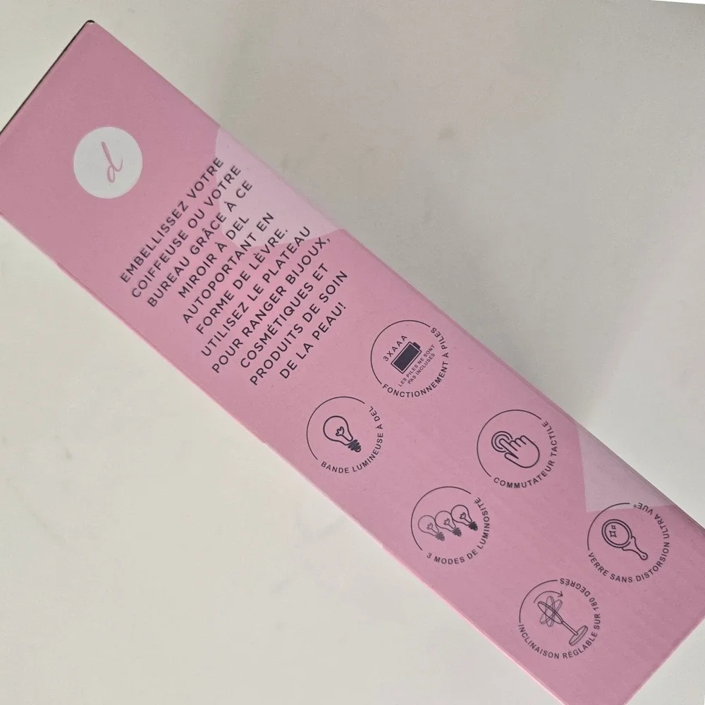 Danielle Creations Vanity Mirror Pink Lip Shaped LED Lighted Accessory Tray y2k
